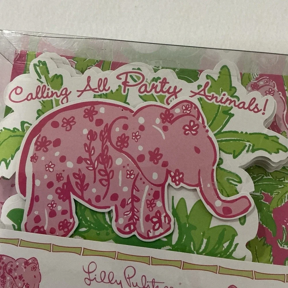 Vintage Lilly Pulitzer TABOO Pink Elephant Invitations Party Animals Rare (13)